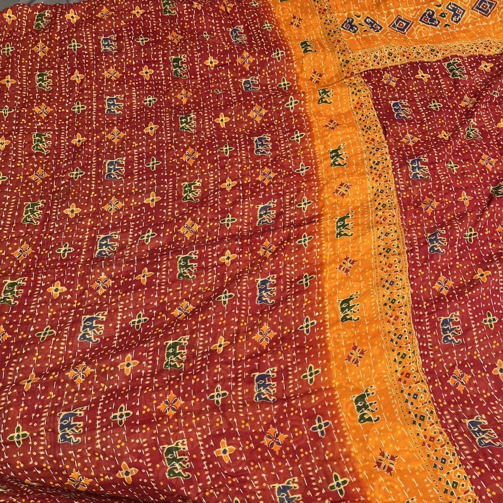 Indian Reversible Cotton kantha Quilt Blanket Gudari Throw Bedspreads Twin